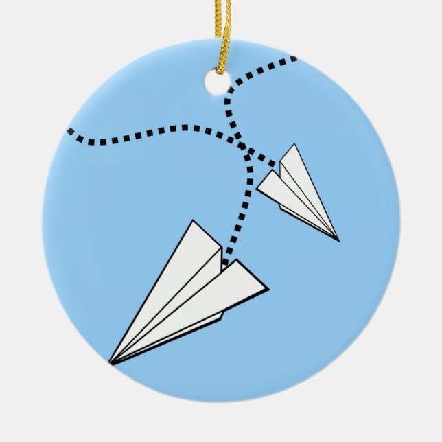 Two Paper Airplanes Ceramic Ornament (Front)