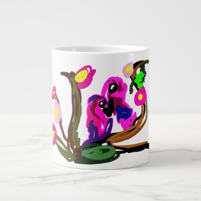 Two parrots live  large coffee mug (Front)