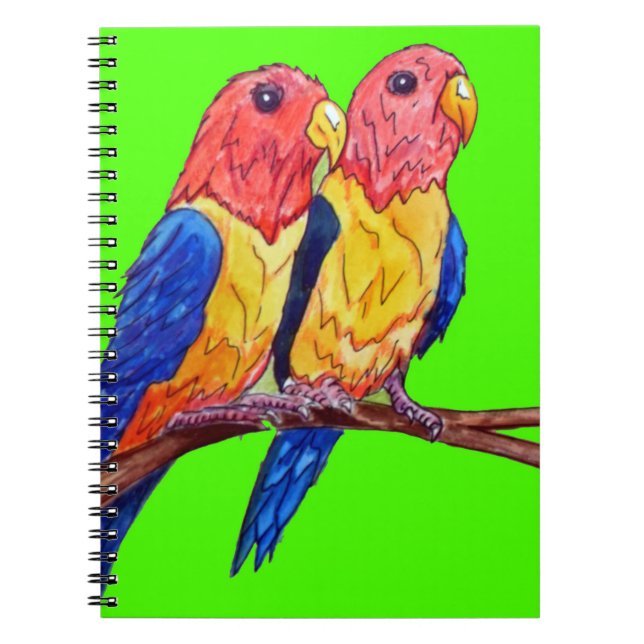 Two Parrots on a Perch Notebook (Front)