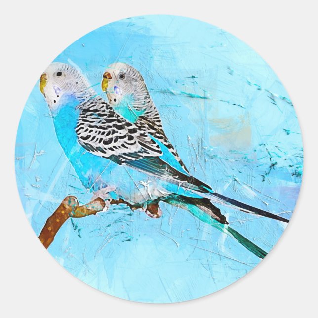 Two Parrots Watercolor  Classic Round Sticker (Front)