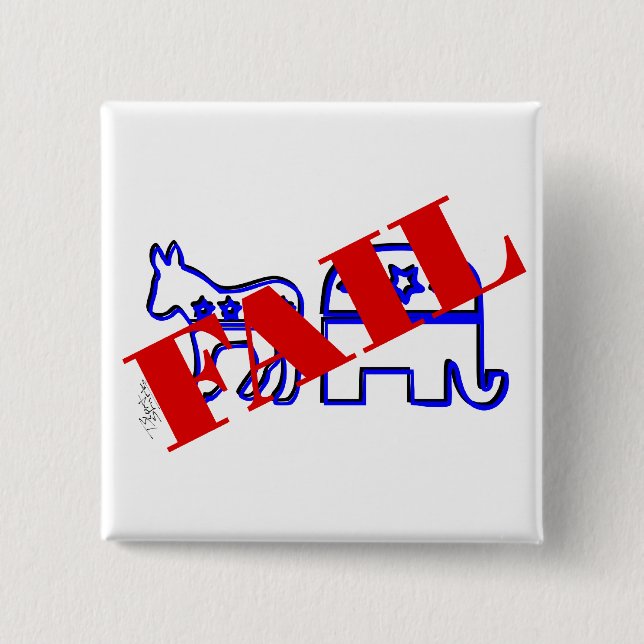 Two Party System Fail 2 Inch Square Button (Front)