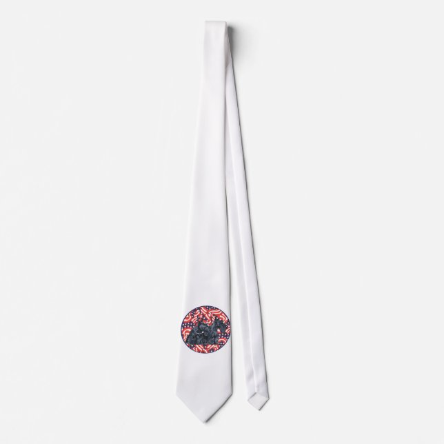 Two Patriotic Scottish Terriers Tie (Front)