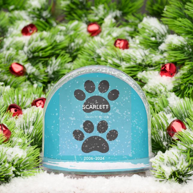 Two Paw Prints Memorial, Teal to Blue (Noël)