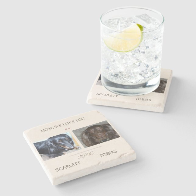 Two Paws Make Every Moment Sweeter Stone Coaster (Side)