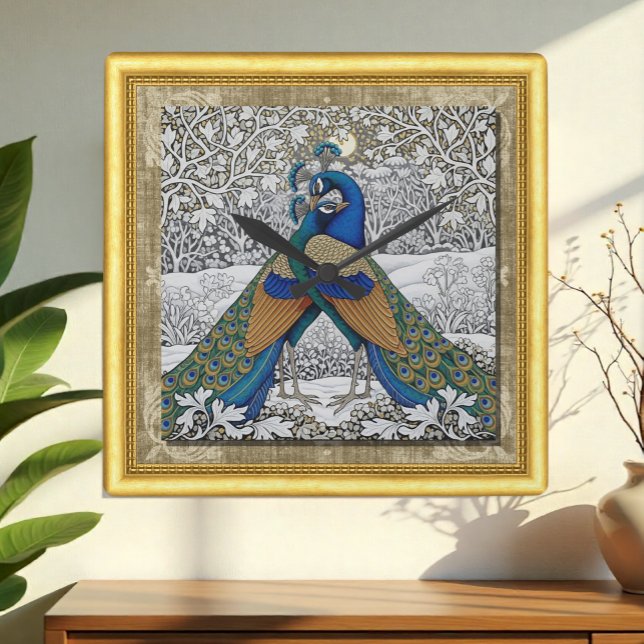 Two Peacocks in Embrace Art Nuovo, Framed Clock (Creator Uploaded)