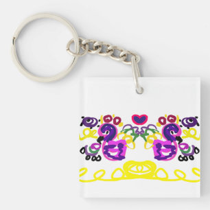 Two Peacocks  spring  Keychain