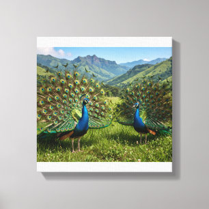 Two Peacoks in Riverston Hills Canvas Print