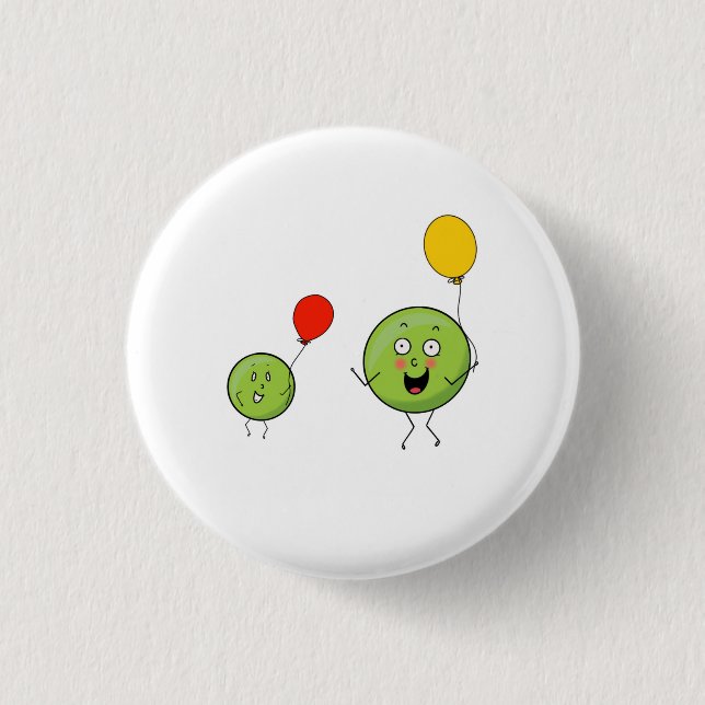 Two peas, cute pea theme 1 inch round button (Front)