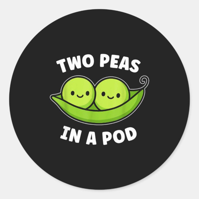 Two Peas In A D Cute Kawaii Funny  Classic Round Sticker (Front)