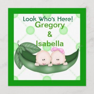 TWO PEAS IN A POD BABY ANNOUNCEMENTS