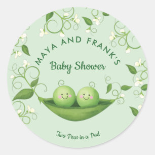 Two Peas in a Pod Baby Shower  Classic Round Stick Sticker