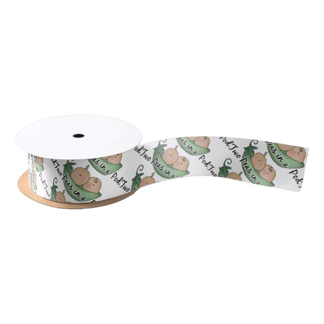Two peas in a pod baby shower ribbon satin ribbon (Spool)