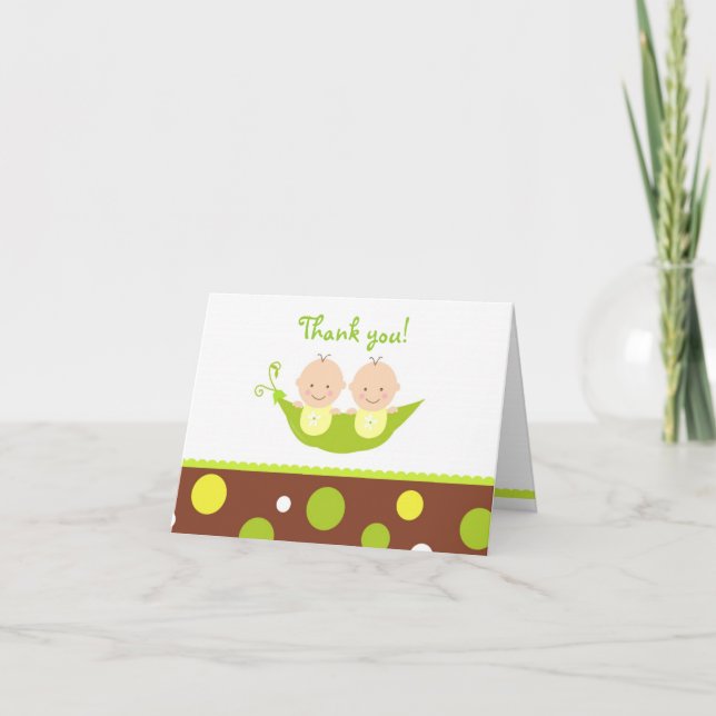 Two Peas In A Pod  Baby Shower Thank you note card (Front)