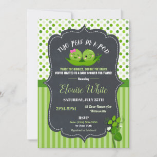Two Peas in a Pod Baby Shower Twins Girl and Boy Invitation