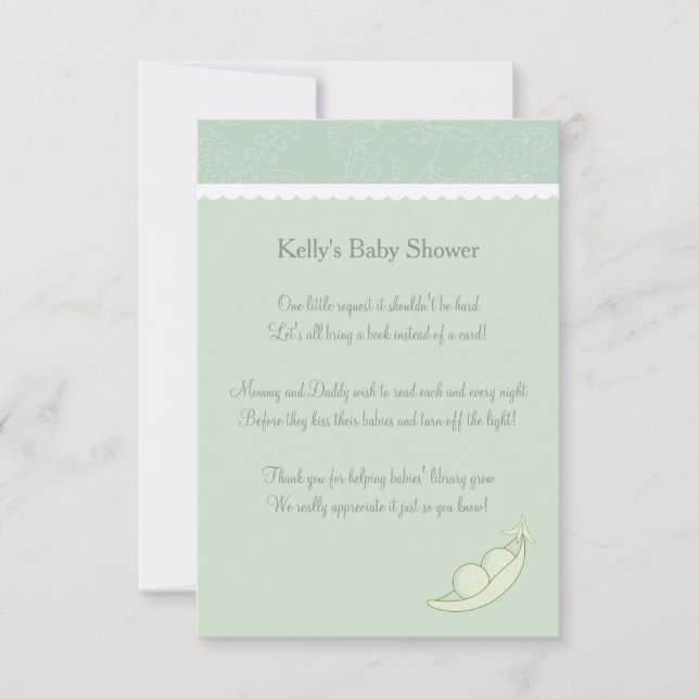 Two Peas In A Pod Book Request Custom Invitation (Front)