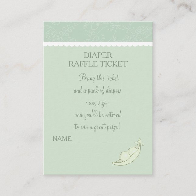 Two Peas In A Pod Diaper Raffle Ticket Enclosure Card (Front)