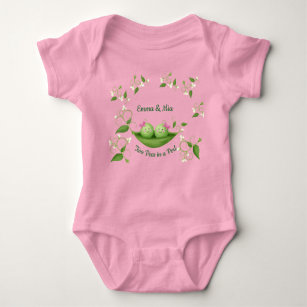 Two Peas in a Pod Girl Twins Baby Bodysuit