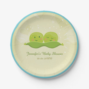 Two peas in a pod Paper Plates Baby Shower Twins