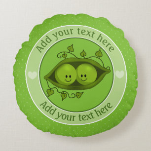 Two Peas In A Pod Personalized Round Pillow
