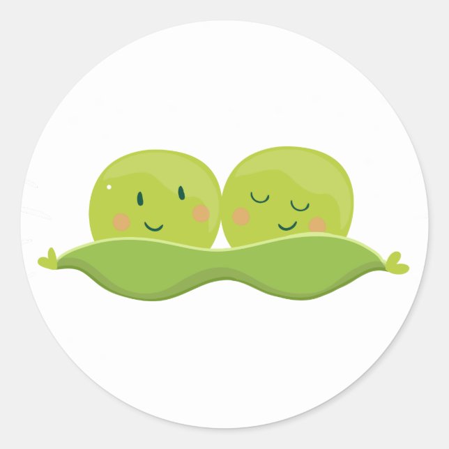 Two peas in a pod sticker Twin baby shower Neutral (Front)