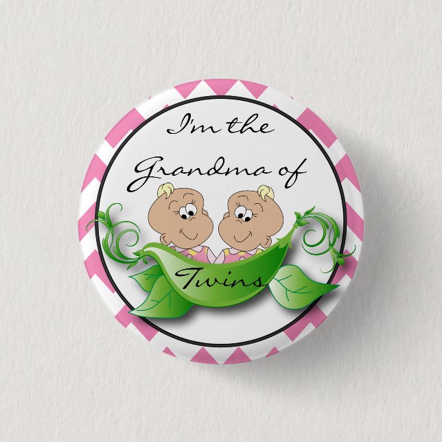 Two Peas in a Pod Twin Baby Girl Shower Theme 1 Inch Round Button (Front)