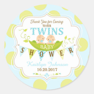 Two Peas in a Pod Twin Boys Thank You Label