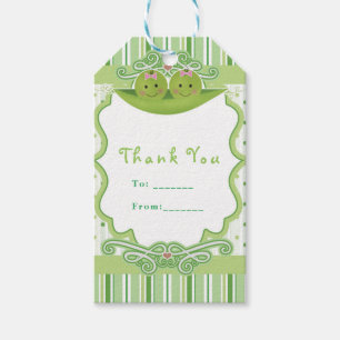 Two Peas in a Pod Twin Girl Baby Shower Favour Gift Tags
