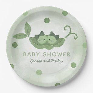 Two Peas In a Pod Twin Girls Baby Shower Paper Plate