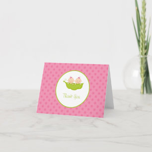 Two Peas in a Pod, Twin Girls Thank You Note Card