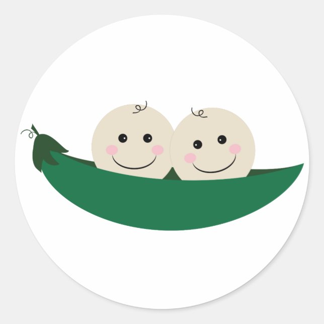 Two Peas in a Pod Twins Baby Classic Round Sticker (Front)