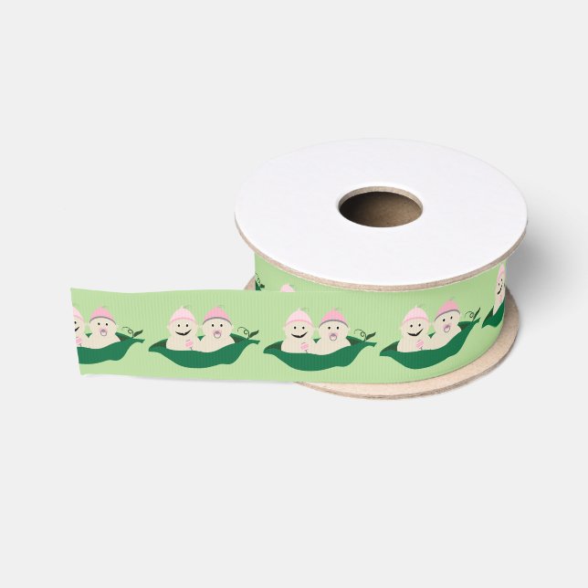 Two Peas in a Pod Twins Baby Girls Grosgrain Ribbon (Spool)