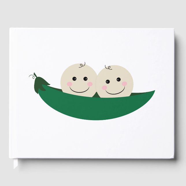 Two Peas in a Pod Twins Baby Guest Book (Front)