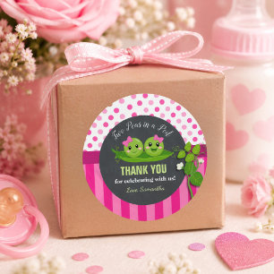 Two Peas in a Pod Twins Baby Shower Diaper Raffle Classic Round Sticker