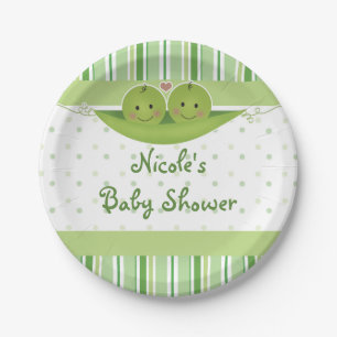 Two Peas in a Pod Twins Baby Shower Party Custom Paper Plate