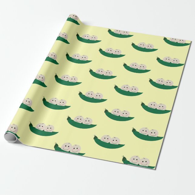 Two Peas in a Pod Twins Baby Wrapping Paper (Unrolled)