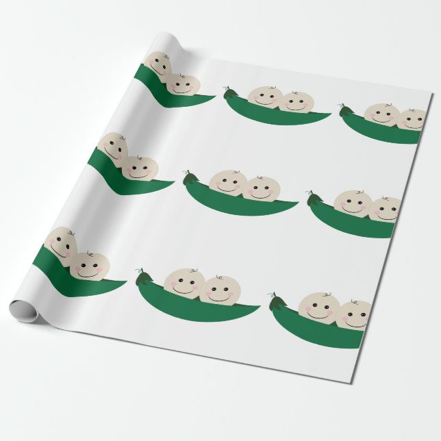 Two Peas in a Pod Twins Baby Wrapping Paper (Unrolled)