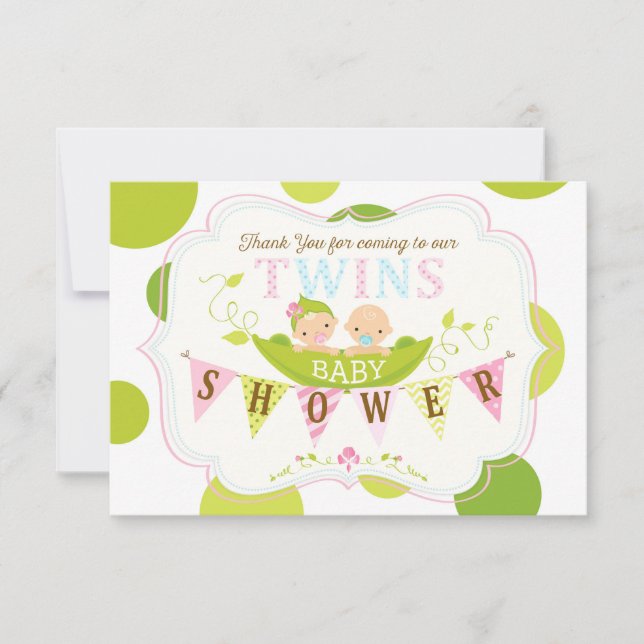 Two Peas in a Pod Twins Boy Girl Thank You (Front)