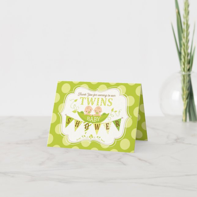 Two Peas in a Pod Twins Thank You Card (Front)