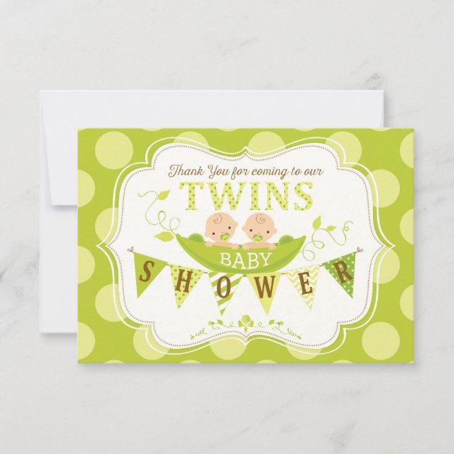 Two Peas in a Pod Twins Thank You Card (Front)