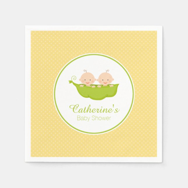 Two Peas in Pod Baby Shower Paper Napkin (Front)