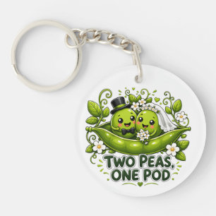 Two Peas One Pod Wedding Keychain
