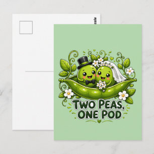 Two Peas One Pod Wedding Postcard