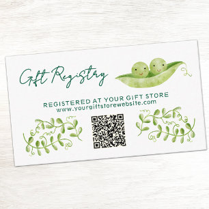 Two Peas Twin Baby Shower QR Gift Registry Enclosure Card