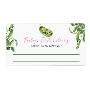 Two Peas Twins Girl Baby Shower Library Bookplate