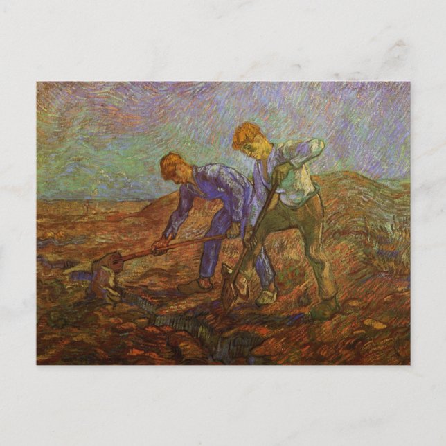 Two Peasants Digging by Vincent van Gogh Postcard (Front)