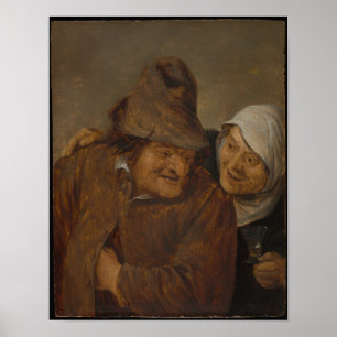 two peasants with a glass of wine poster