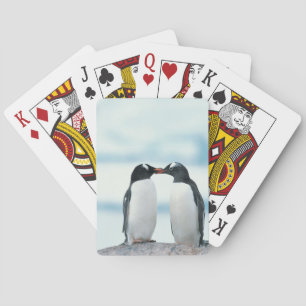 Two Penguins touching beaks Playing Cards