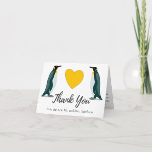 Two Penguins   Yellow Heart   Wedding Thank You