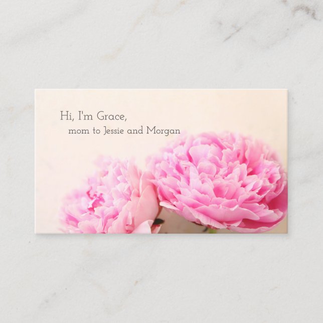 Two peonies pink mom calling card (Front)