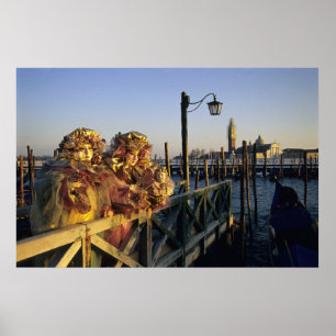 Two People in Carnival Masks, Venice (Italy) Poster